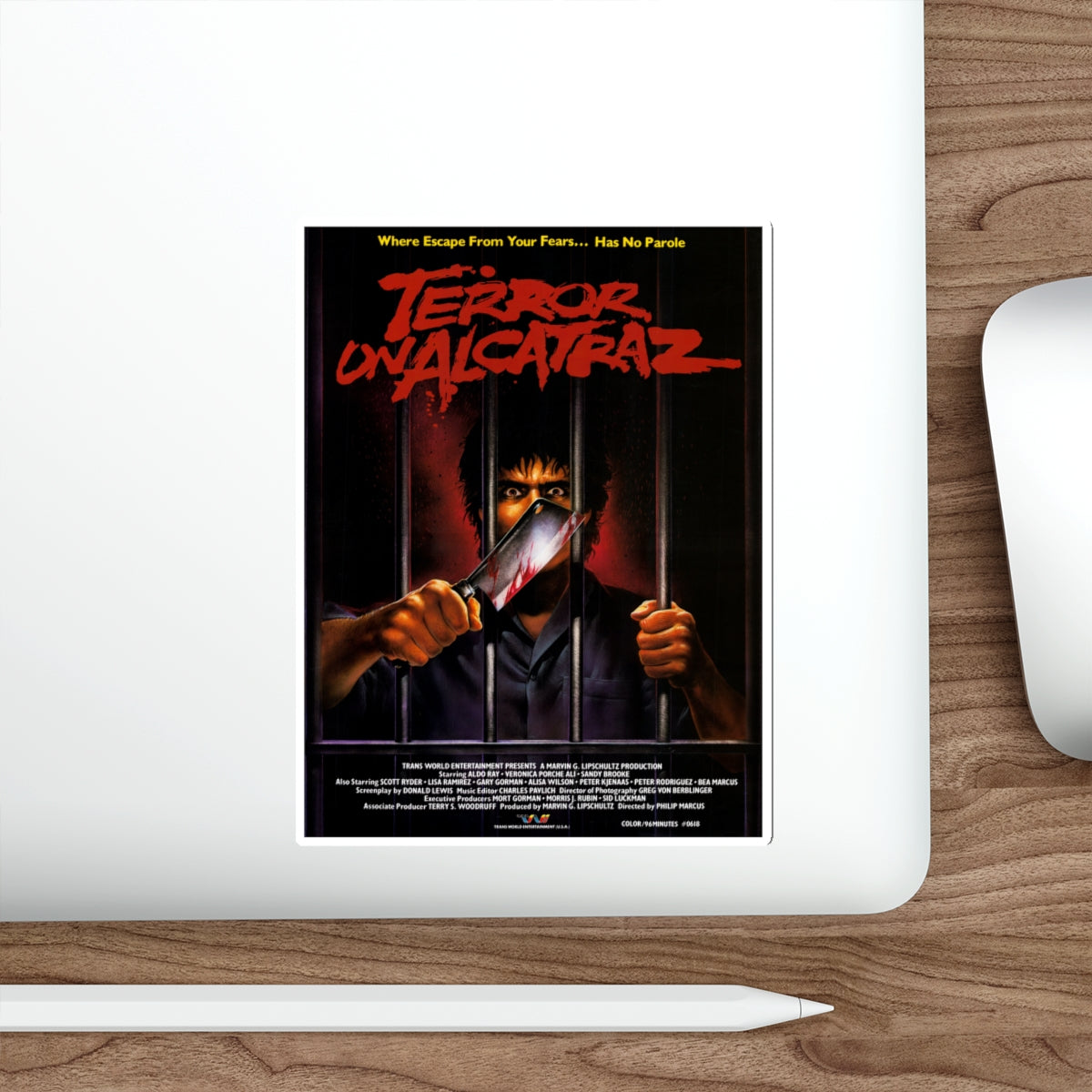 TERROR ON ALCATRAZ 1987 Movie Poster STICKER Vinyl Die-Cut Decal-The Sticker Space