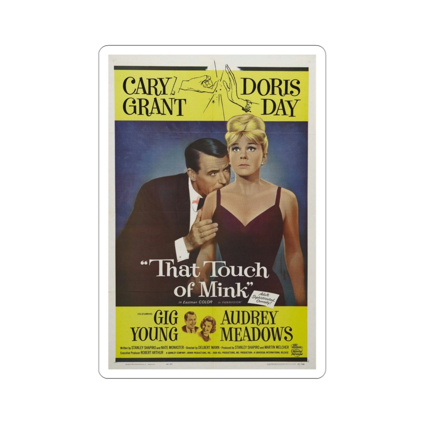 That Touch of Mink 1962 Movie Poster STICKER Vinyl Die-Cut Decal-3 Inch-The Sticker Space