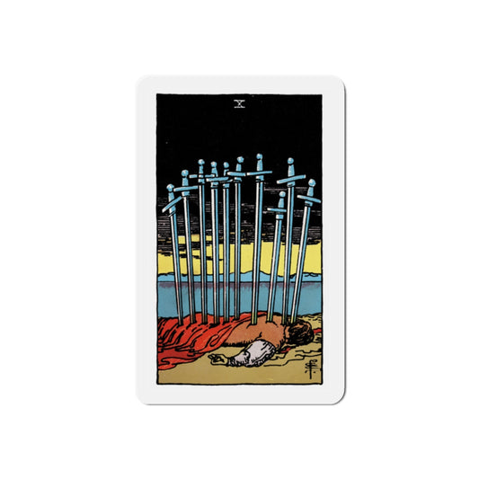 The 10 of Swords (Tarot Card) Die-Cut Magnet-2 Inch-The Sticker Space