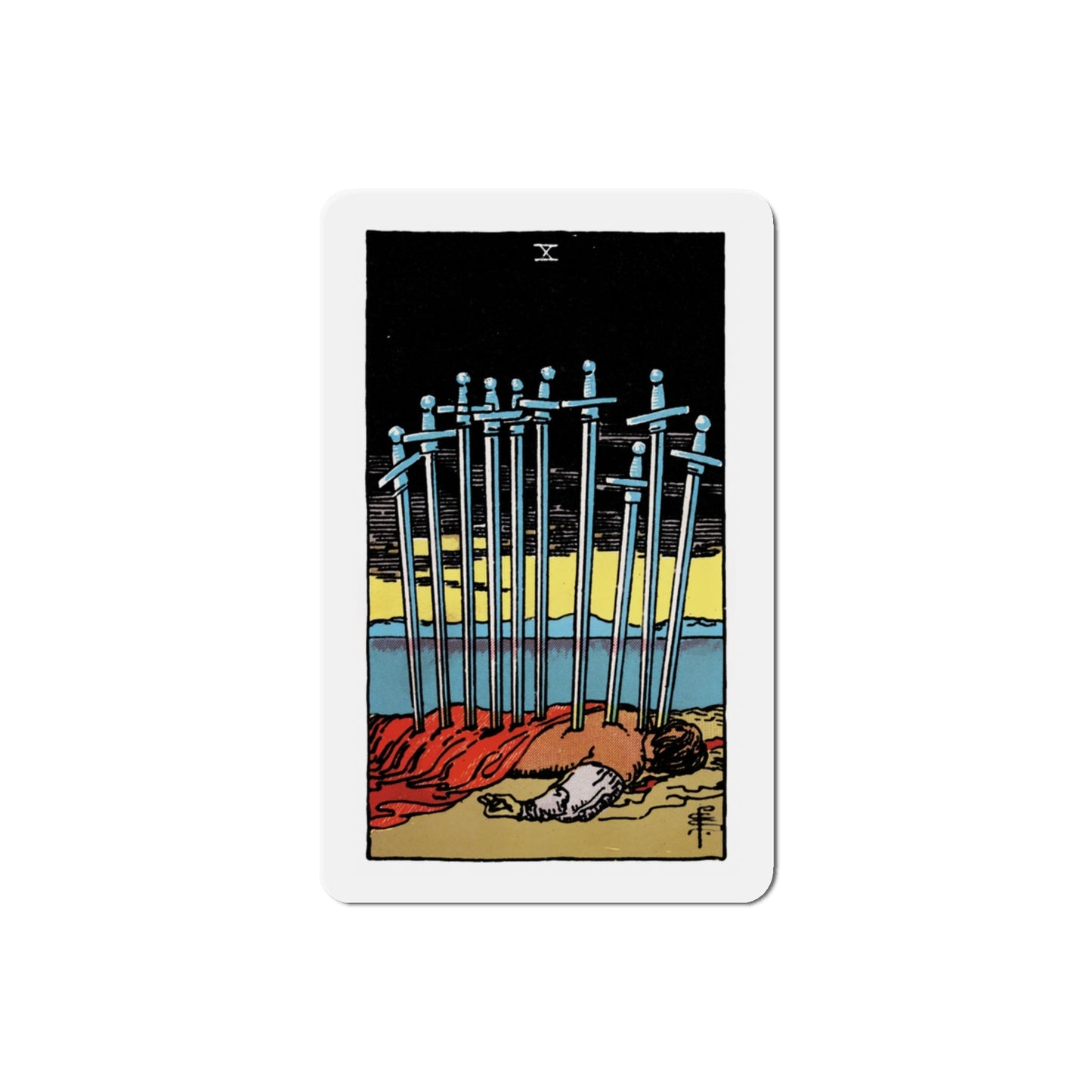 The 10 of Swords (Tarot Card) Die-Cut Magnet-3 Inch-The Sticker Space