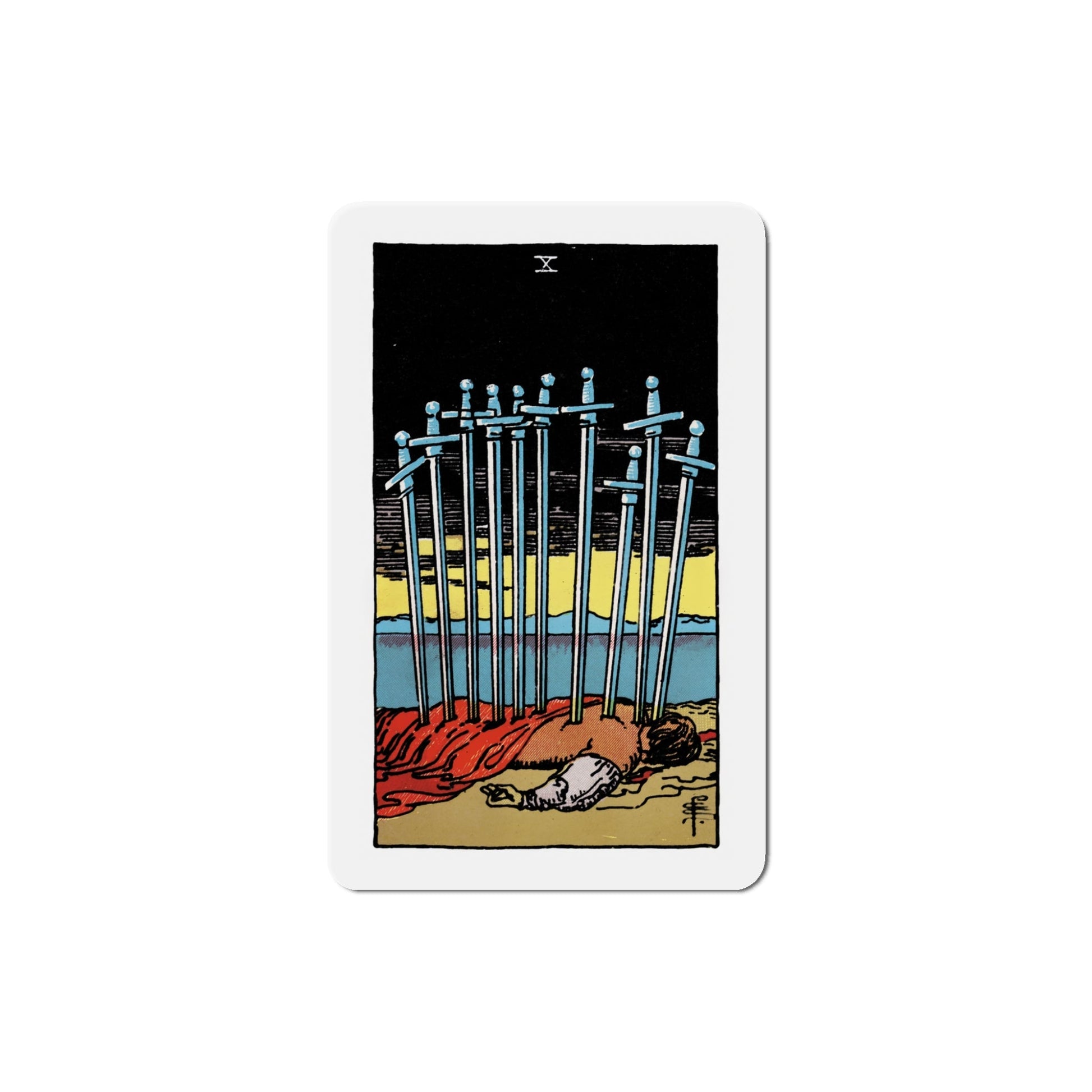 The 10 of Swords (Tarot Card) Die-Cut Magnet-5 Inch-The Sticker Space