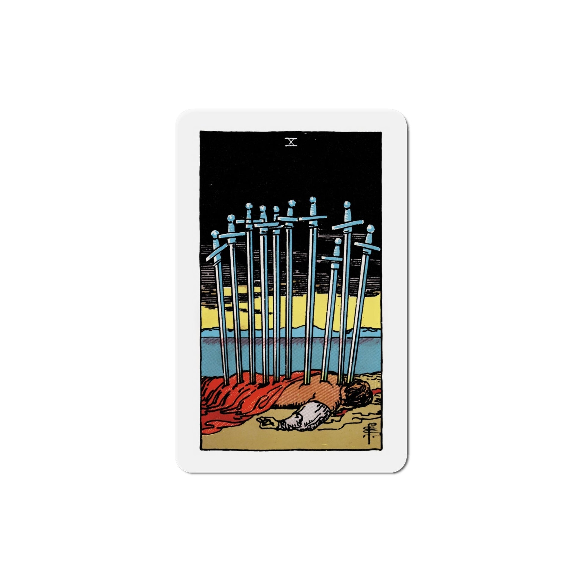 The 10 of Swords (Tarot Card) Die-Cut Magnet-6 Inch-The Sticker Space
