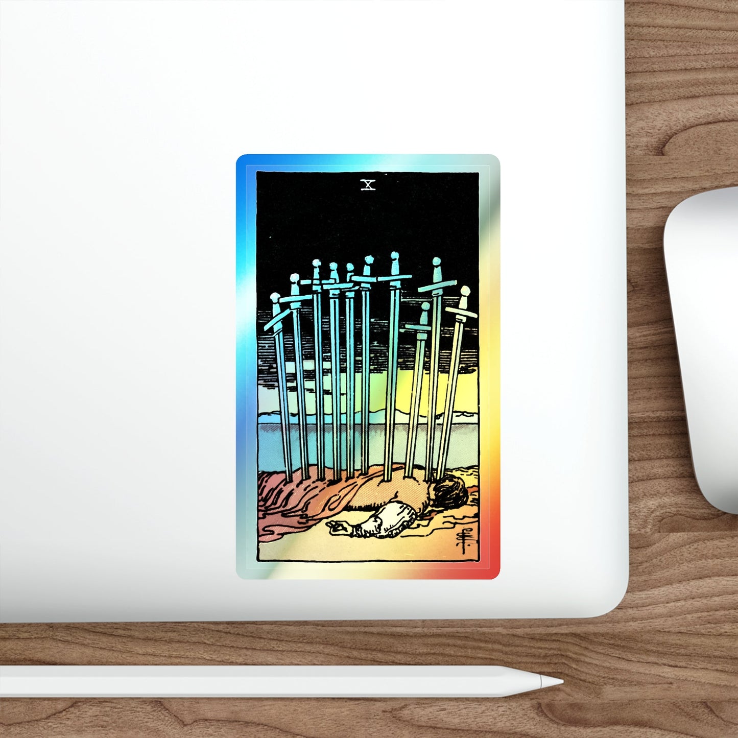 The 10 of Swords (Tarot Card) Holographic STICKER Die-Cut Vinyl Decal-The Sticker Space