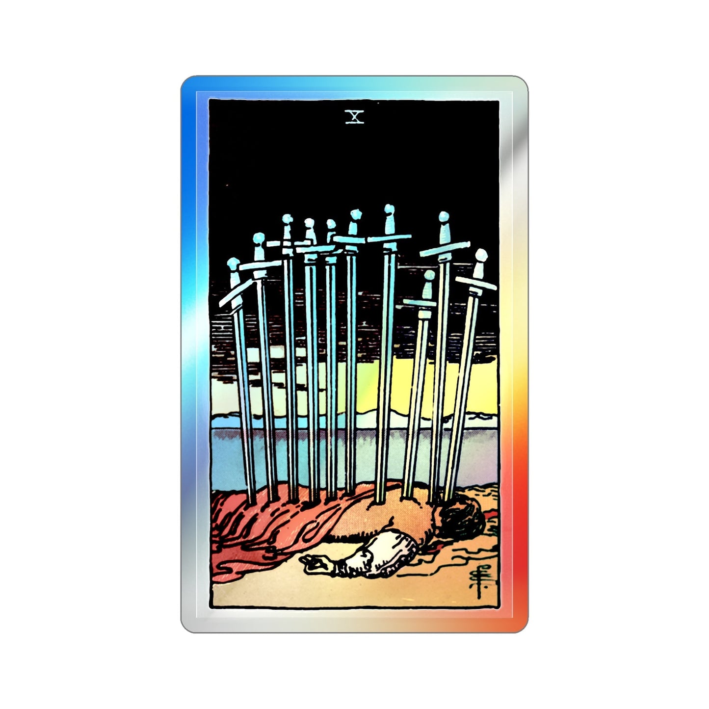 The 10 of Swords (Tarot Card) Holographic STICKER Die-Cut Vinyl Decal-2 Inch-The Sticker Space