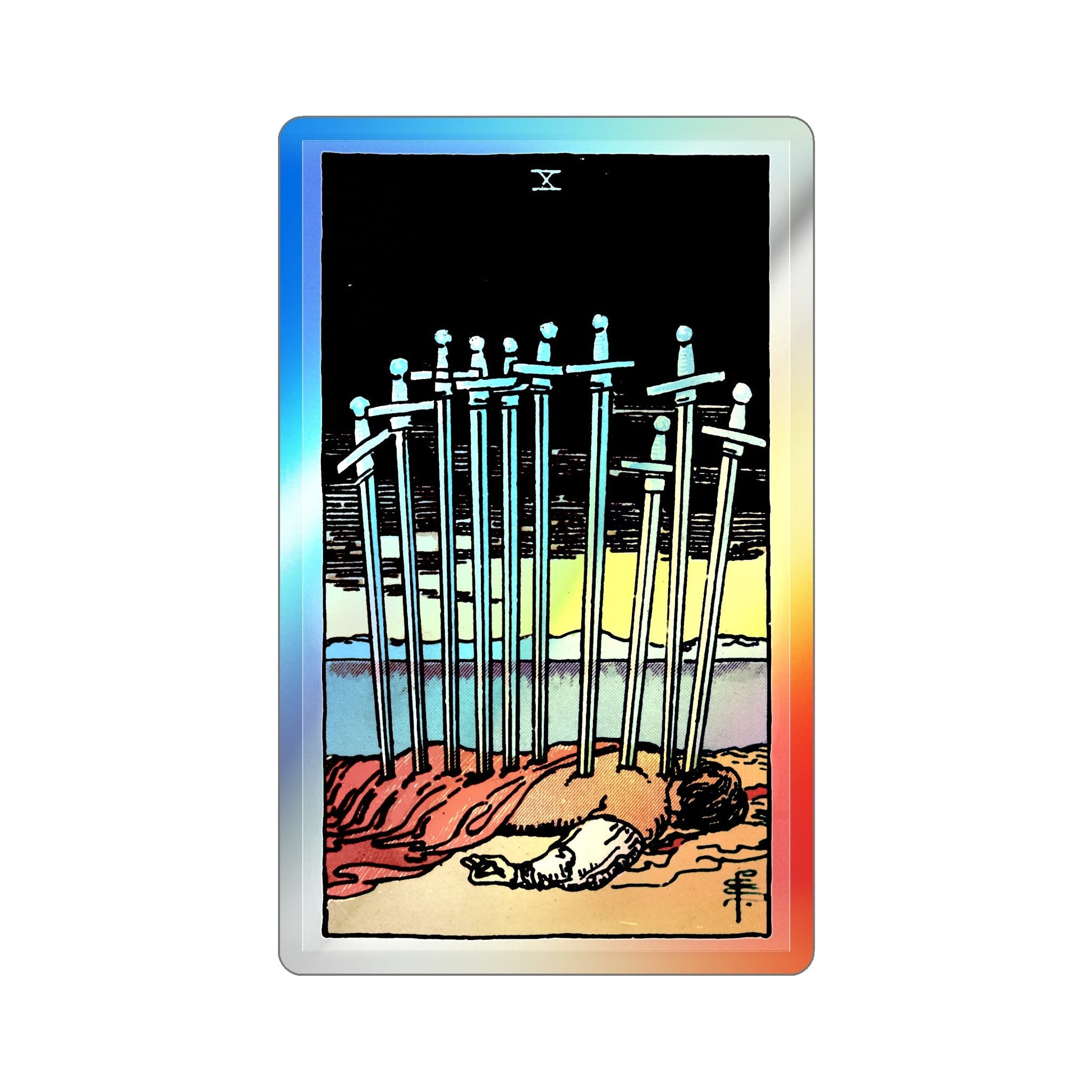 The 10 of Swords (Tarot Card) Holographic STICKER Die-Cut Vinyl Decal-5 Inch-The Sticker Space