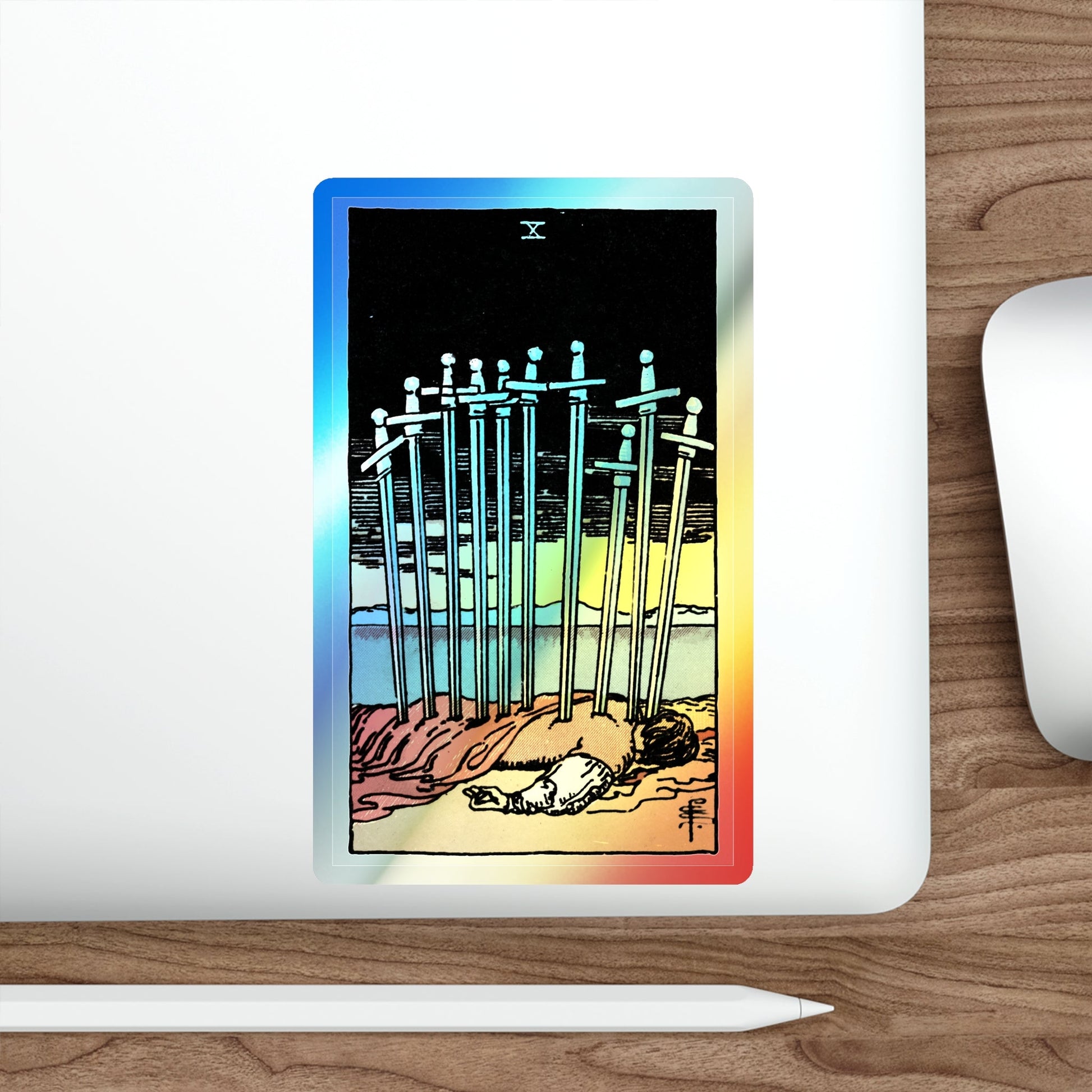 The 10 of Swords (Tarot Card) Holographic STICKER Die-Cut Vinyl Decal-The Sticker Space