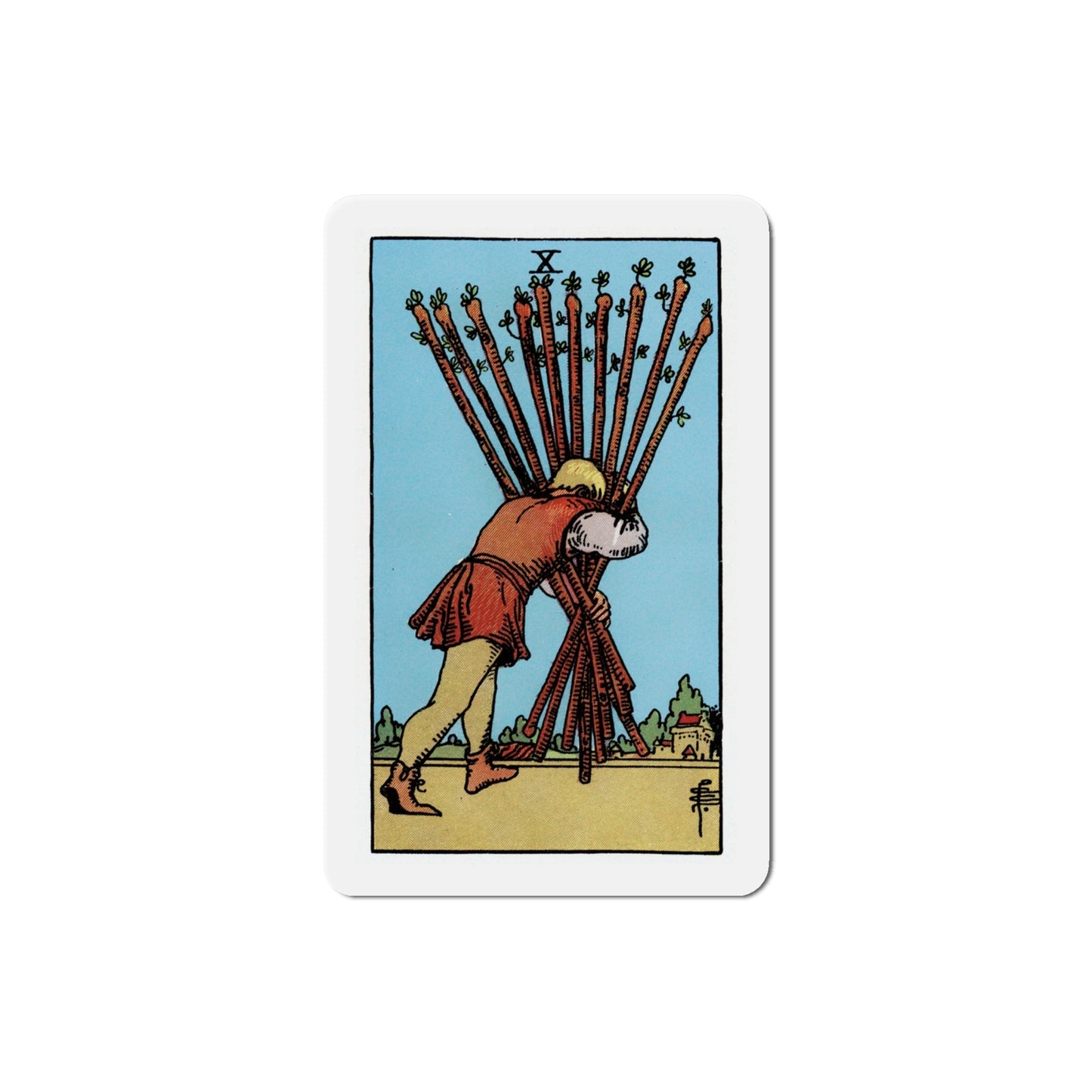 The 10 of Wands (Tarot Card) Die-Cut Magnet-4 Inch-The Sticker Space