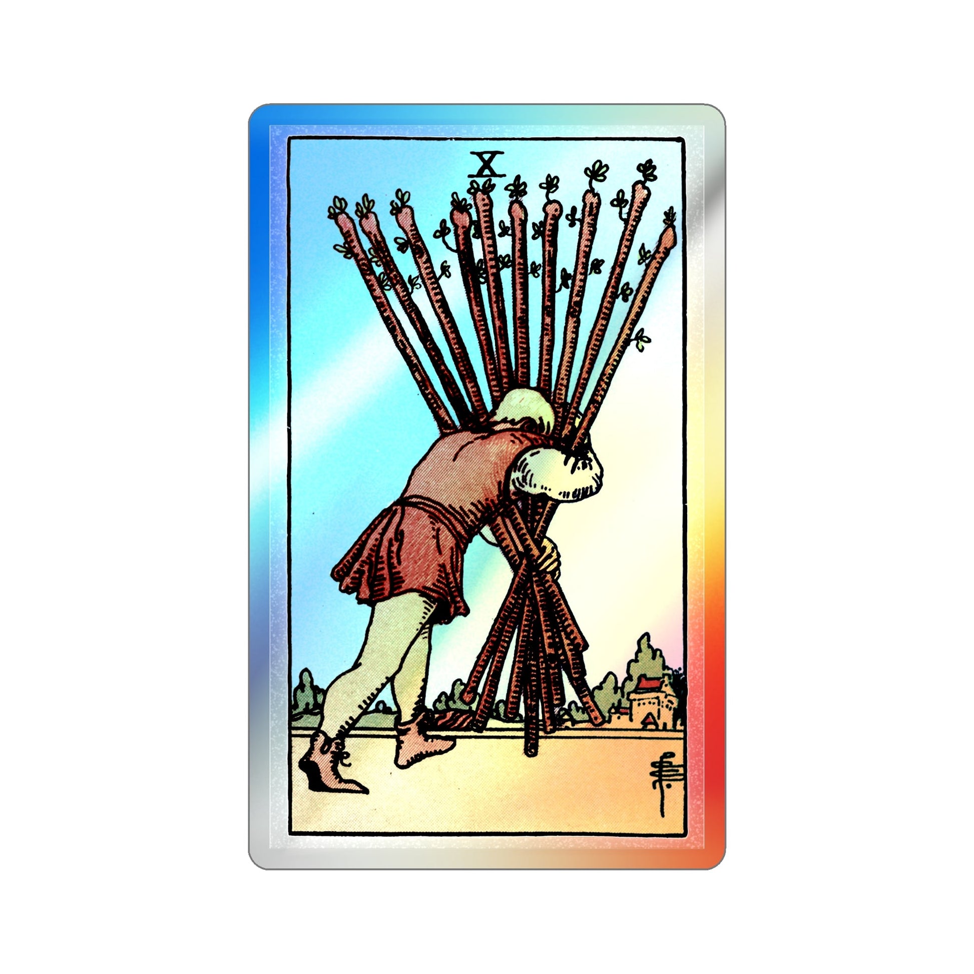 The 10 of Wands (Tarot Card) Holographic STICKER Die-Cut Vinyl Decal-3 Inch-The Sticker Space