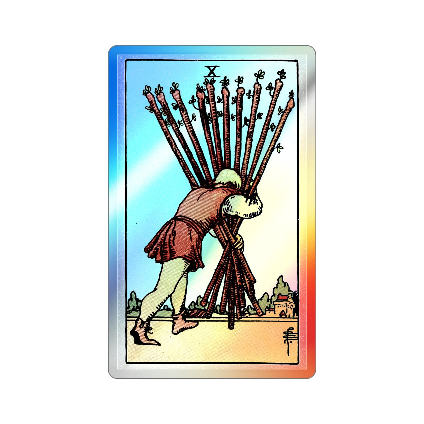 The 10 of Wands (Tarot Card) Holographic STICKER Die-Cut Vinyl Decal-4 Inch-The Sticker Space
