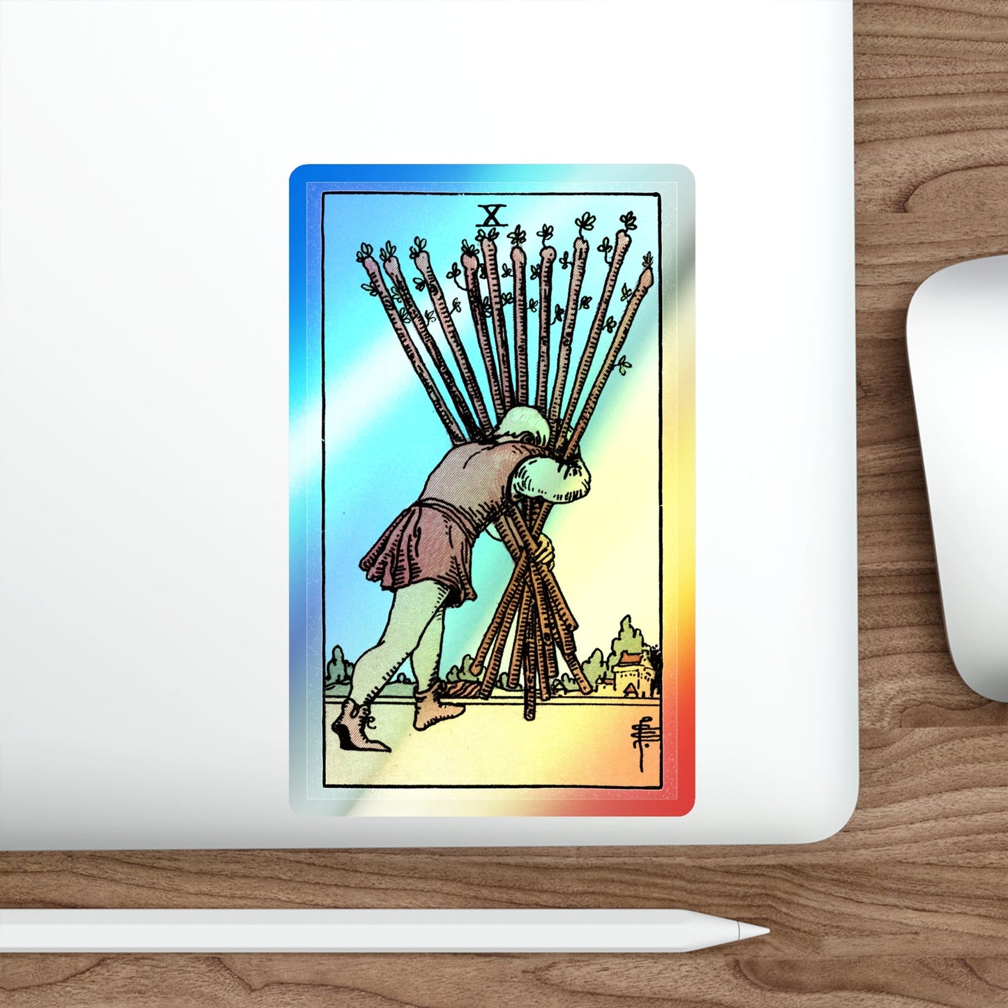 The 10 of Wands (Tarot Card) Holographic STICKER Die-Cut Vinyl Decal-The Sticker Space