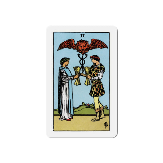 The 2 of Cups (Tarot Card) Die-Cut Magnet-2 Inch-The Sticker Space