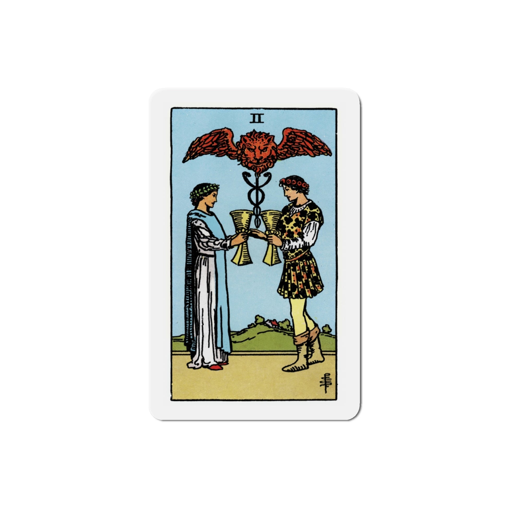 The 2 of Cups (Tarot Card) Die-Cut Magnet-3 Inch-The Sticker Space