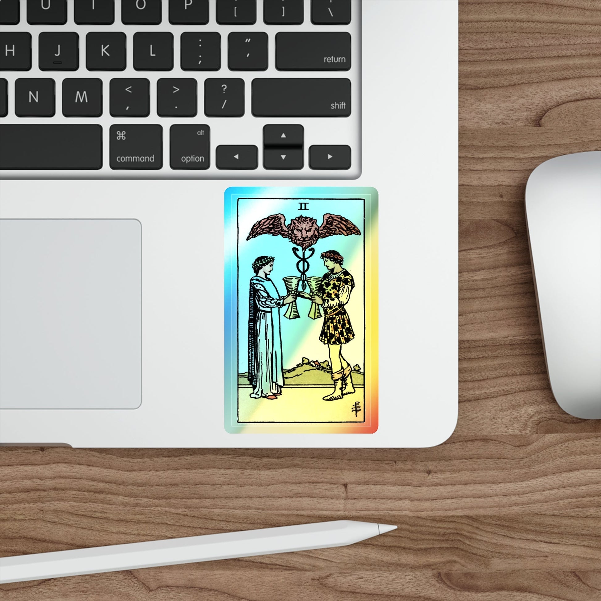 The 2 of Cups (Tarot Card) Holographic STICKER Die-Cut Vinyl Decal-The Sticker Space
