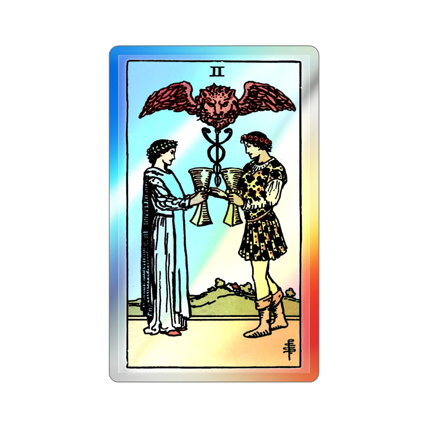 The 2 of Cups (Tarot Card) Holographic STICKER Die-Cut Vinyl Decal-2 Inch-The Sticker Space