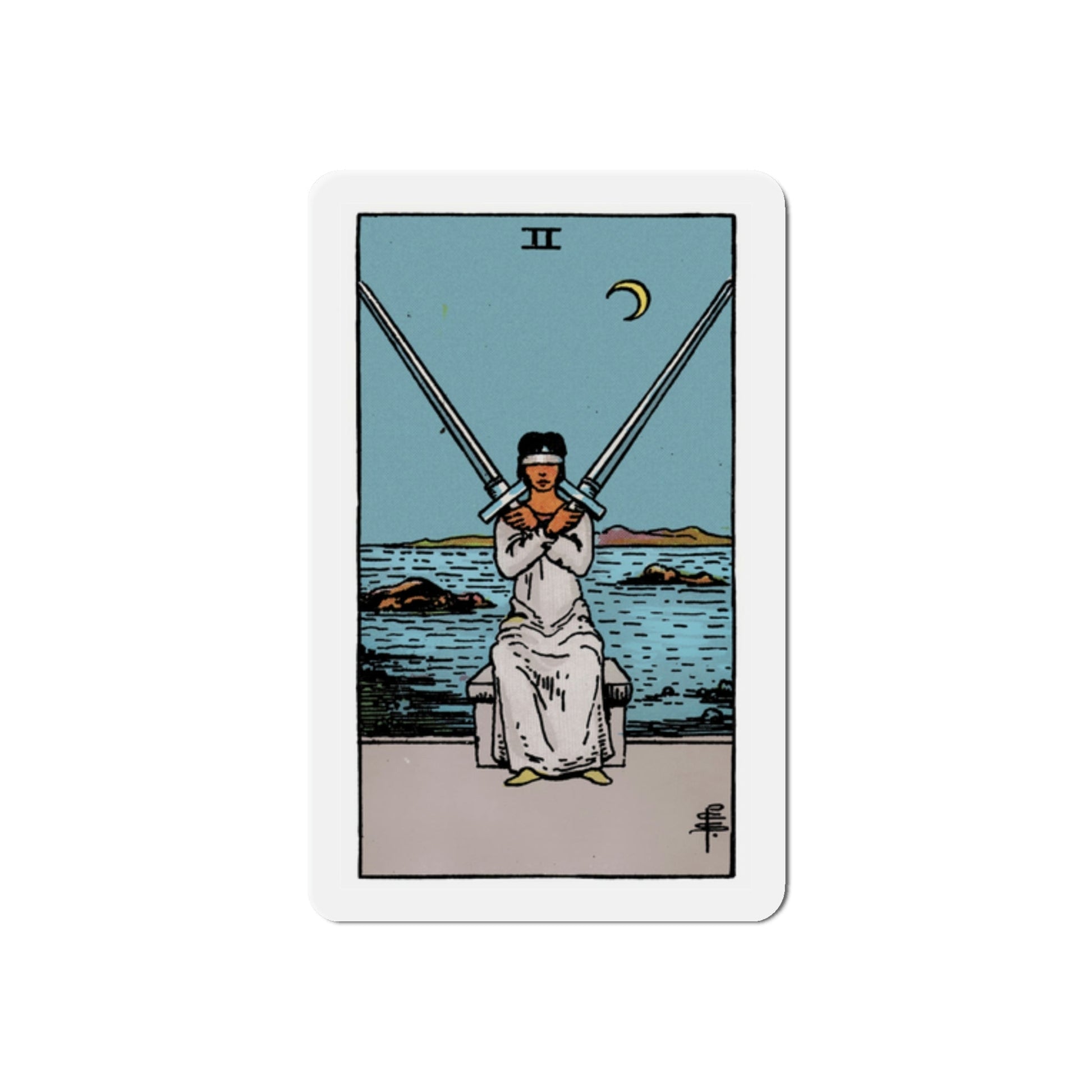 The 2 of Swords (Tarot Card) Die-Cut Magnet-2 Inch-The Sticker Space