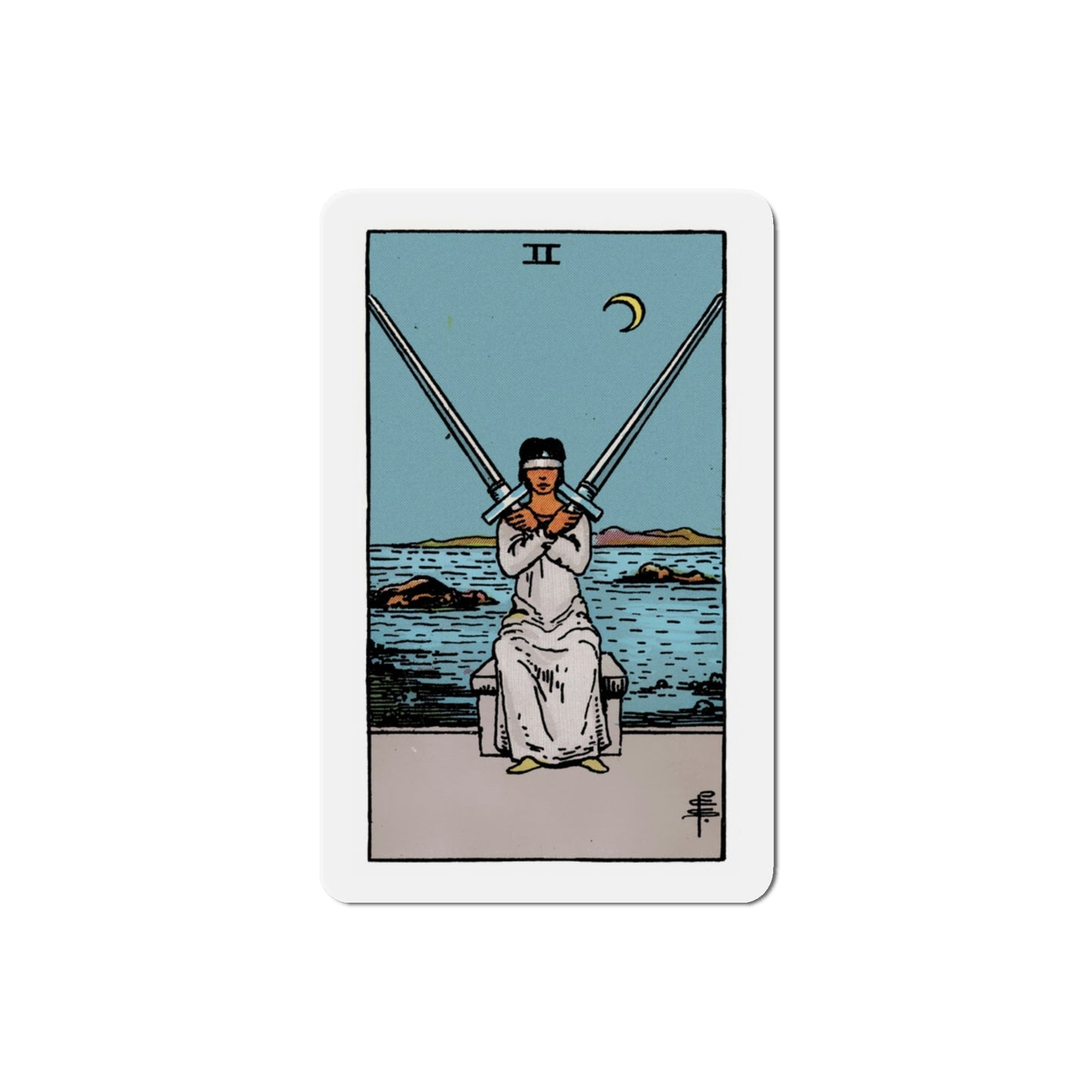 The 2 of Swords (Tarot Card) Die-Cut Magnet-3 Inch-The Sticker Space