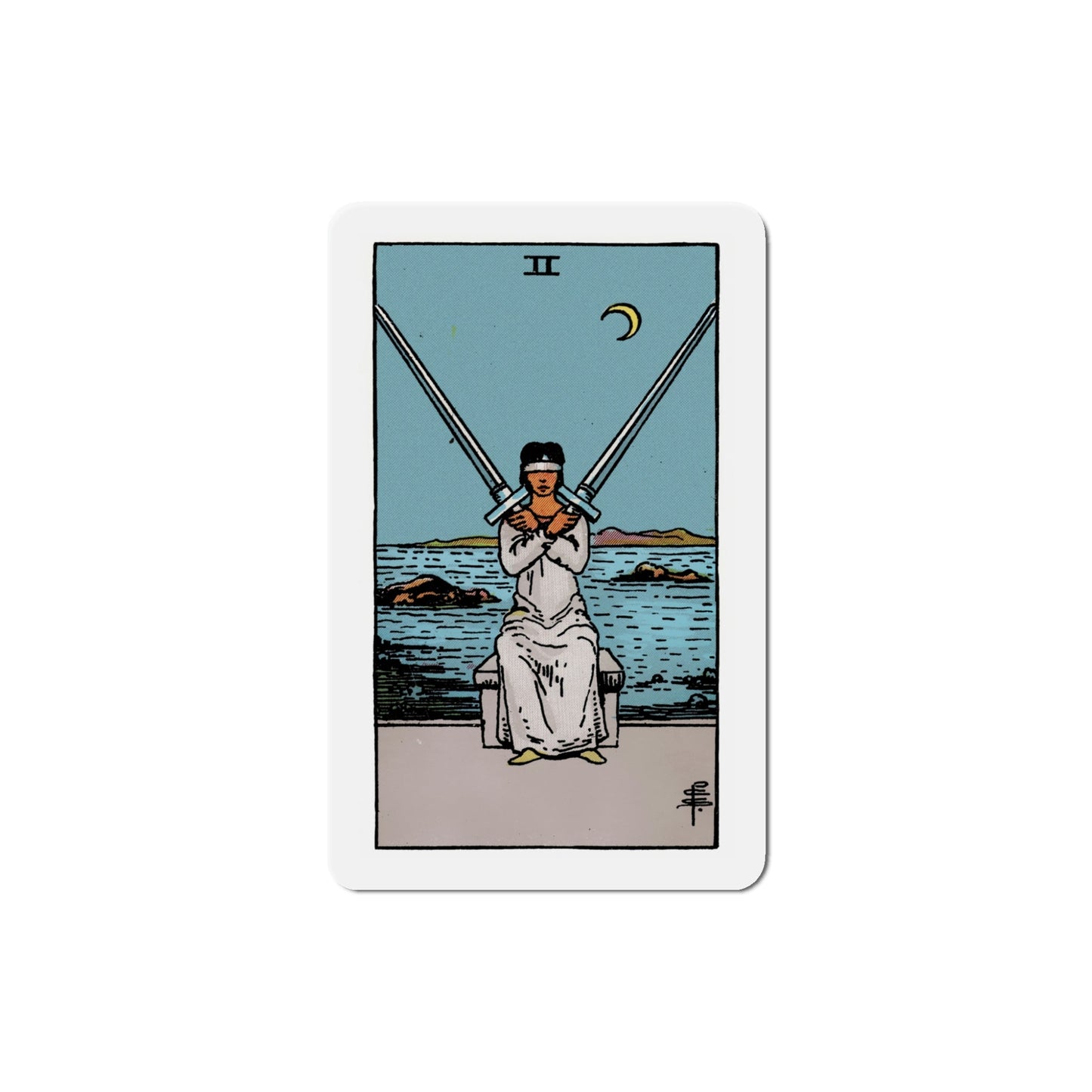 The 2 of Swords (Tarot Card) Die-Cut Magnet-5 Inch-The Sticker Space