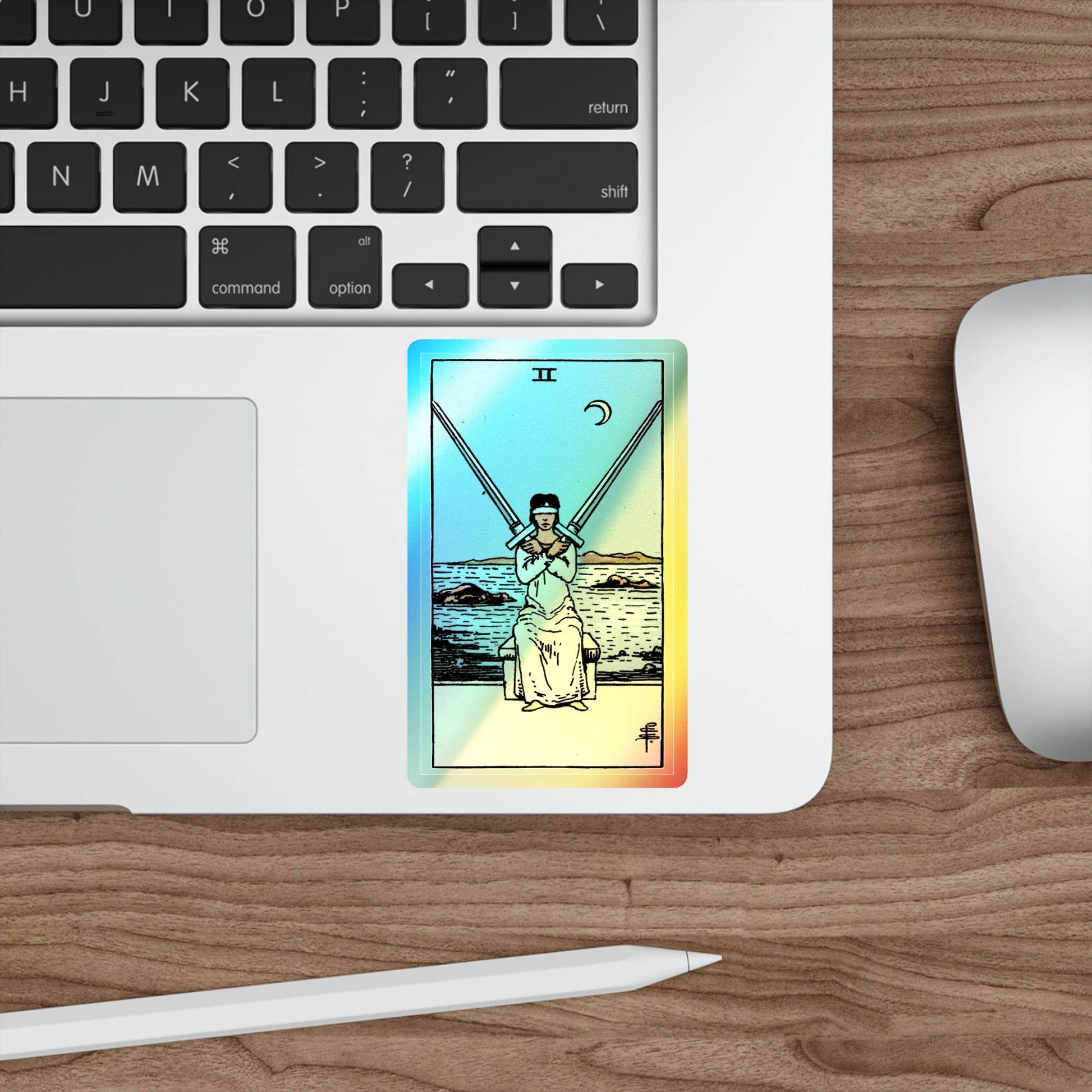 The 2 of Swords (Tarot Card) Holographic STICKER Die-Cut Vinyl Decal-The Sticker Space