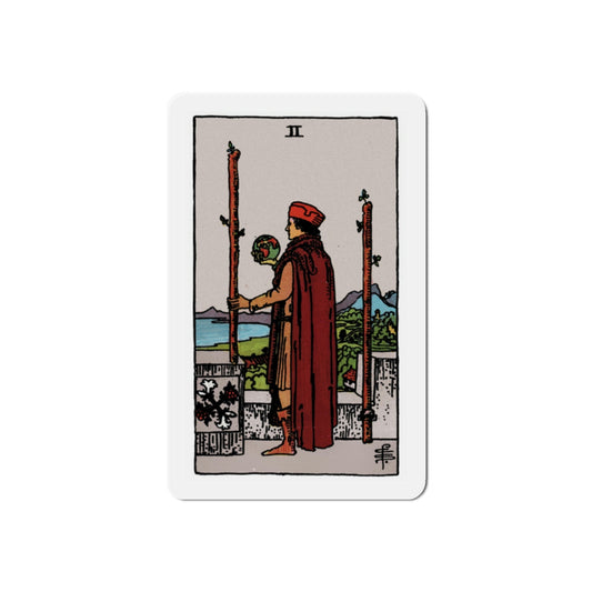 The 2 of Wands (Tarot Card) Die-Cut Magnet-2 Inch-The Sticker Space