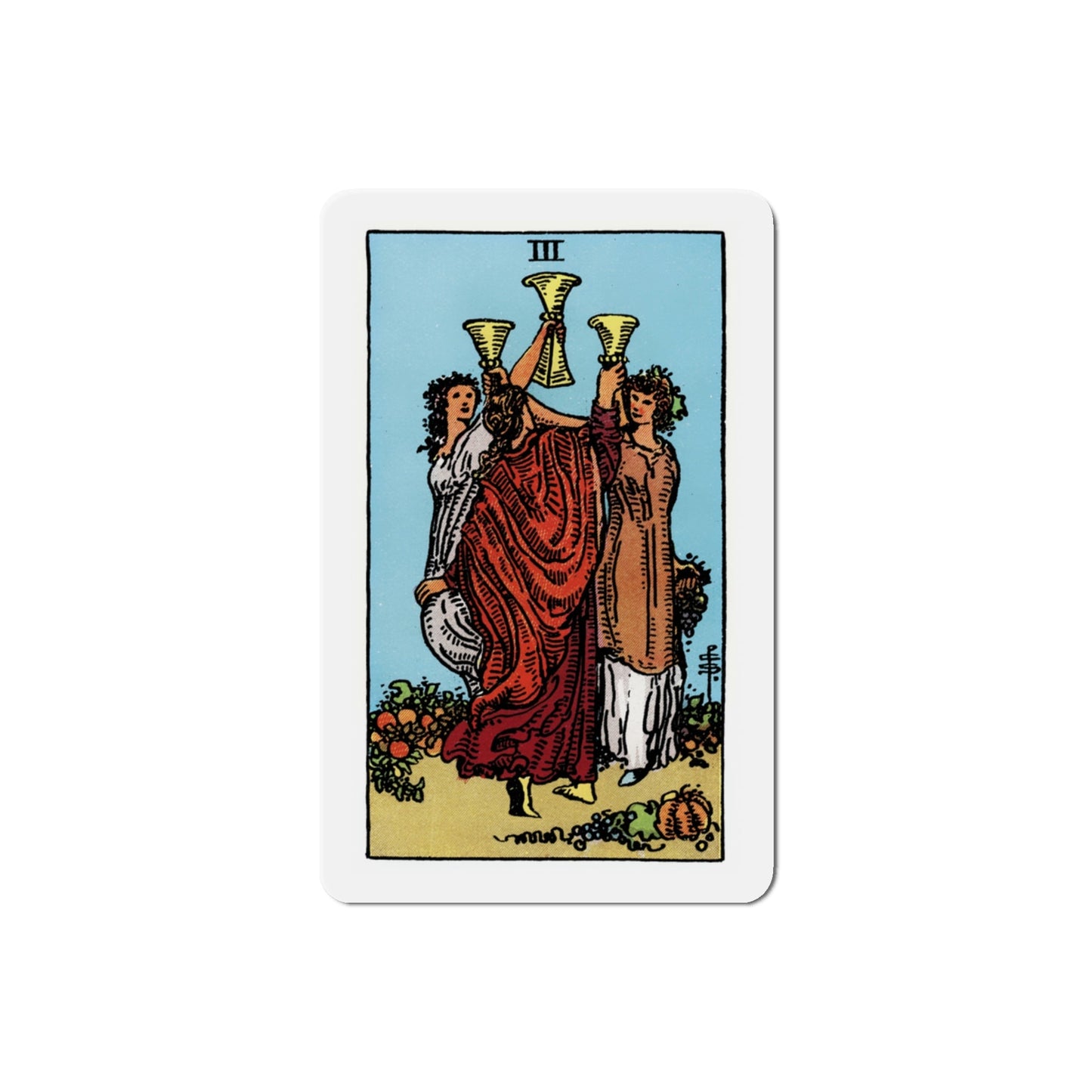 The 3 of Cups (Tarot Card) Die-Cut Magnet-3 Inch-The Sticker Space