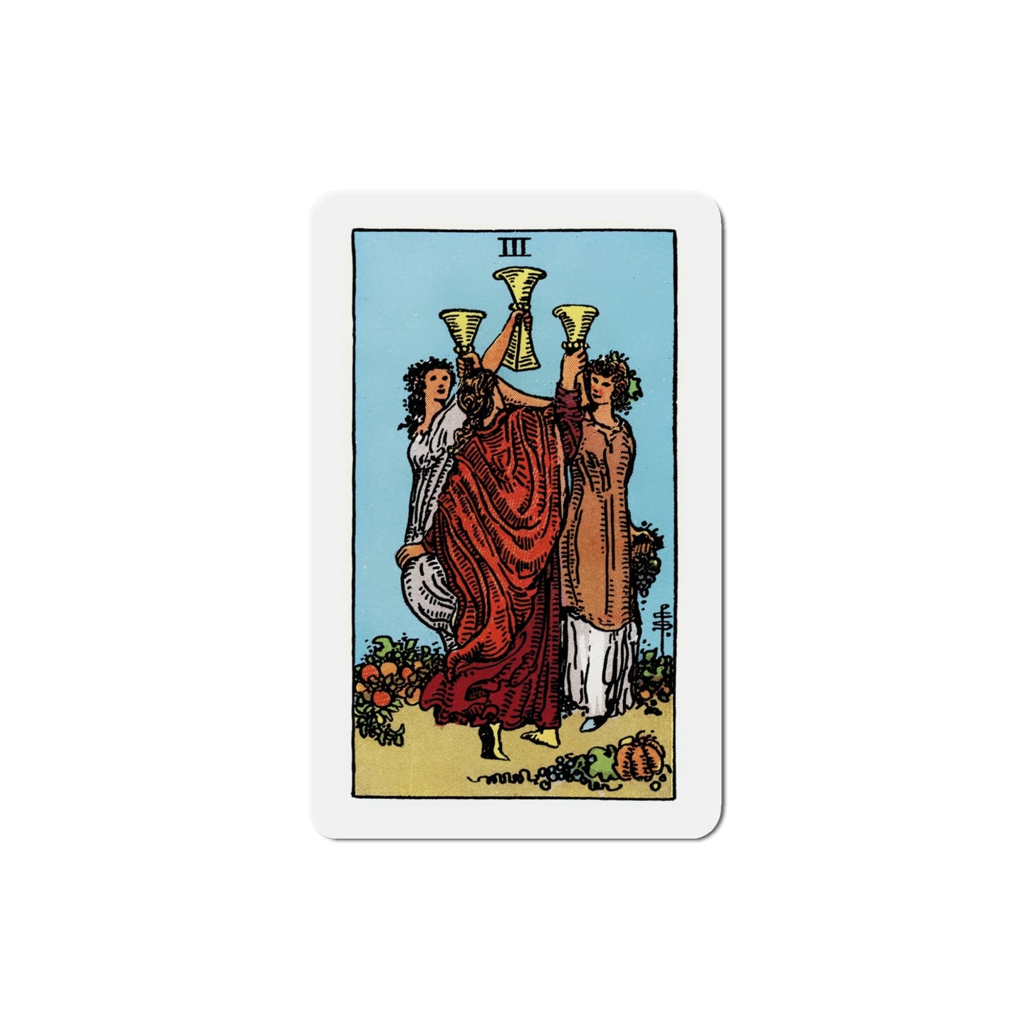 The 3 of Cups (Tarot Card) Die-Cut Magnet-5 Inch-The Sticker Space