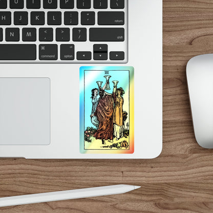 The 3 of Cups (Tarot Card) Holographic STICKER Die-Cut Vinyl Decal-The Sticker Space