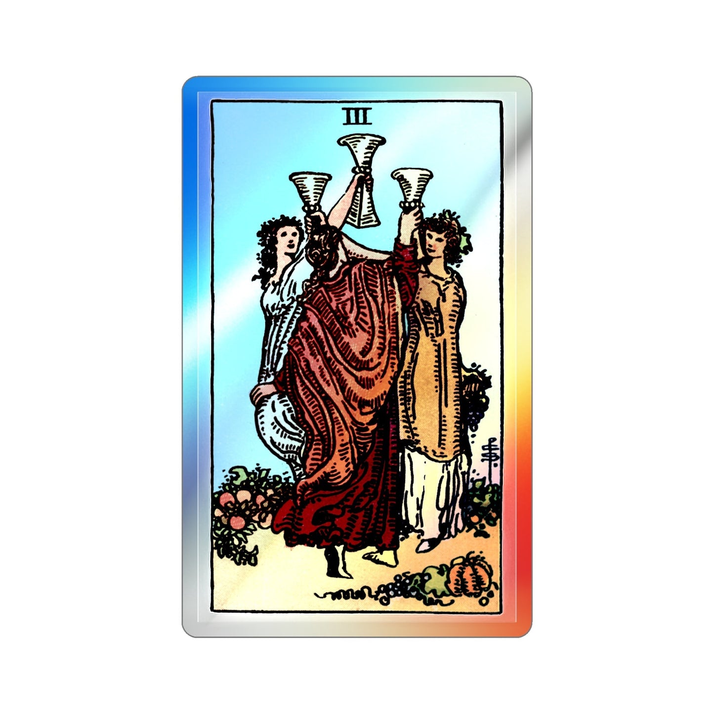 The 3 of Cups (Tarot Card) Holographic STICKER Die-Cut Vinyl Decal-2 Inch-The Sticker Space