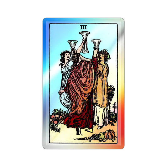 The 3 of Cups (Tarot Card) Holographic STICKER Die-Cut Vinyl Decal-6 Inch-The Sticker Space