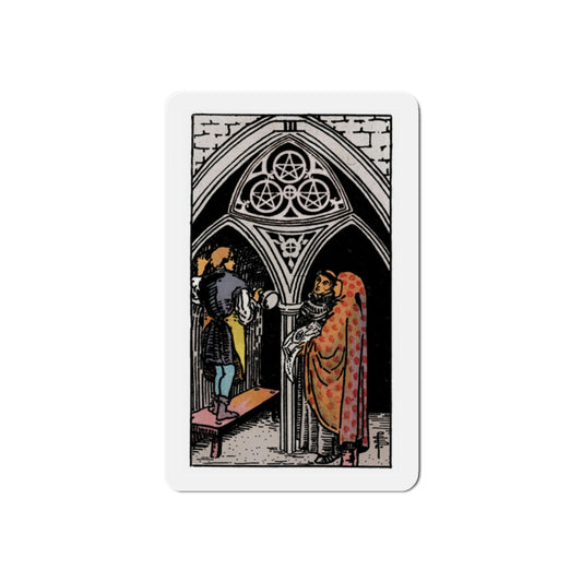 The 3 of Pentacles (Tarot Card) Die-Cut Magnet-2 Inch-The Sticker Space