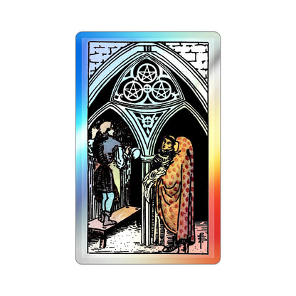 The 3 of Pentacles (Tarot Card) Holographic STICKER Die-Cut Vinyl Decal-3 Inch-The Sticker Space