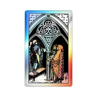 The 3 of Pentacles (Tarot Card) Holographic STICKER Die-Cut Vinyl Decal-5 Inch-The Sticker Space