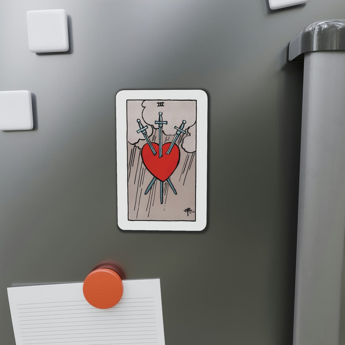 The 3 of Swords (Tarot Card) Die-Cut Magnet-The Sticker Space