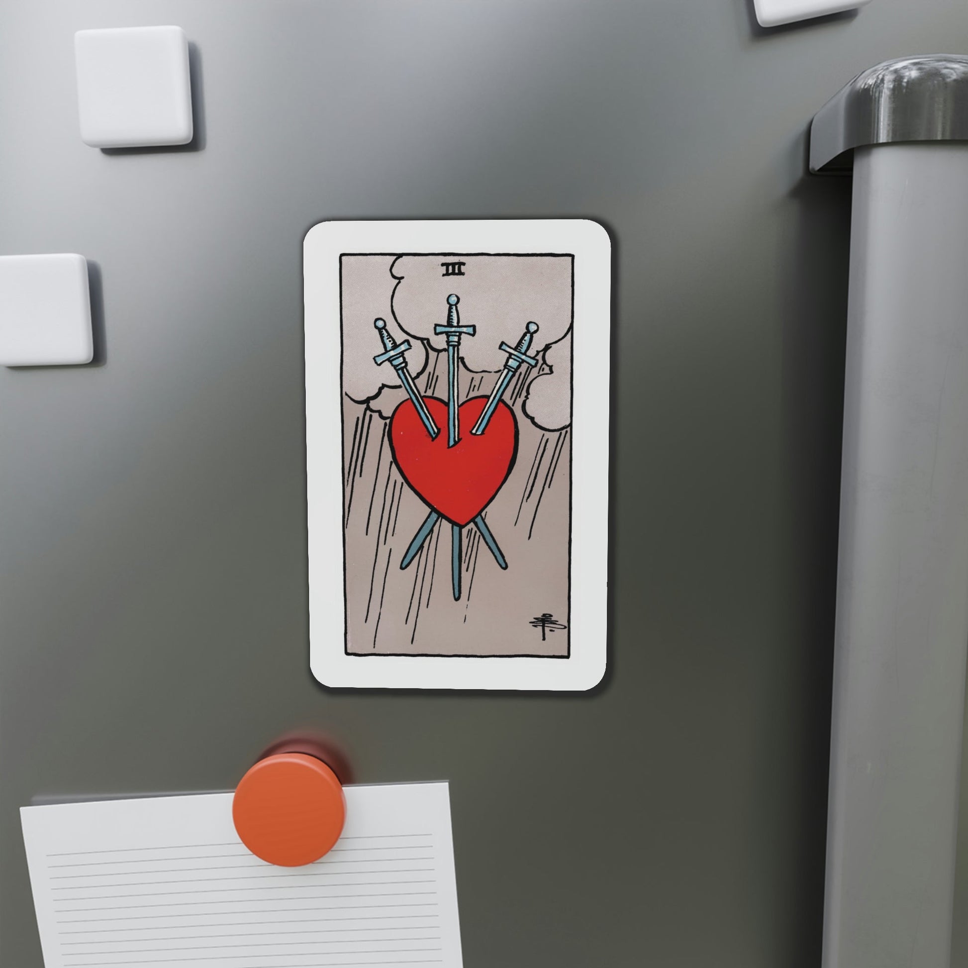 The 3 of Swords (Tarot Card) Die-Cut Magnet-The Sticker Space