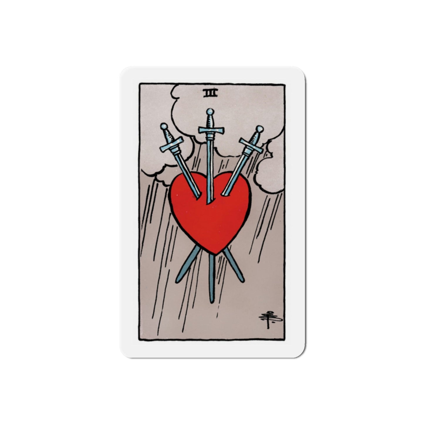 The 3 of Swords (Tarot Card) Die-Cut Magnet-2 Inch-The Sticker Space