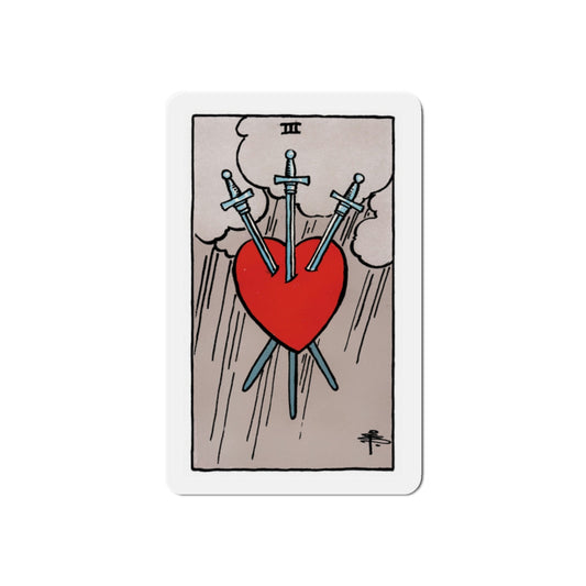The 3 of Swords (Tarot Card) Die-Cut Magnet-2 Inch-The Sticker Space