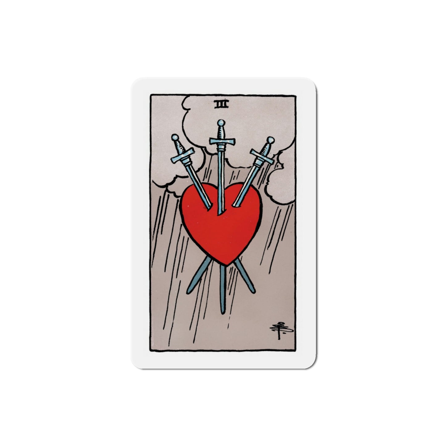 The 3 of Swords (Tarot Card) Die-Cut Magnet-3 Inch-The Sticker Space