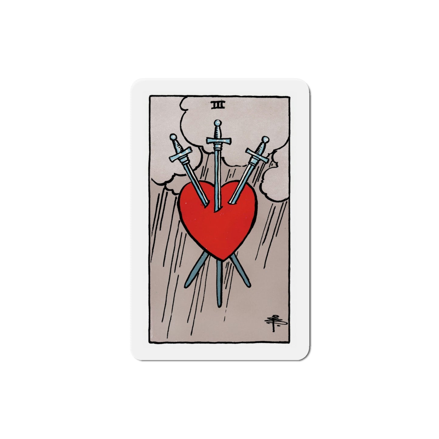 The 3 of Swords (Tarot Card) Die-Cut Magnet-4 Inch-The Sticker Space