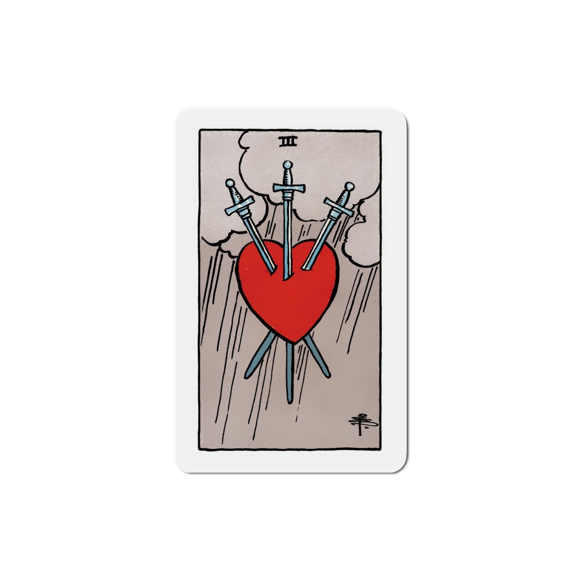 The 3 of Swords (Tarot Card) Die-Cut Magnet-5 Inch-The Sticker Space