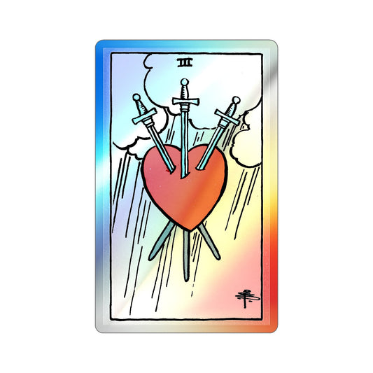 The 3 of Swords (Tarot Card) Holographic STICKER Die-Cut Vinyl Decal-6 Inch-The Sticker Space
