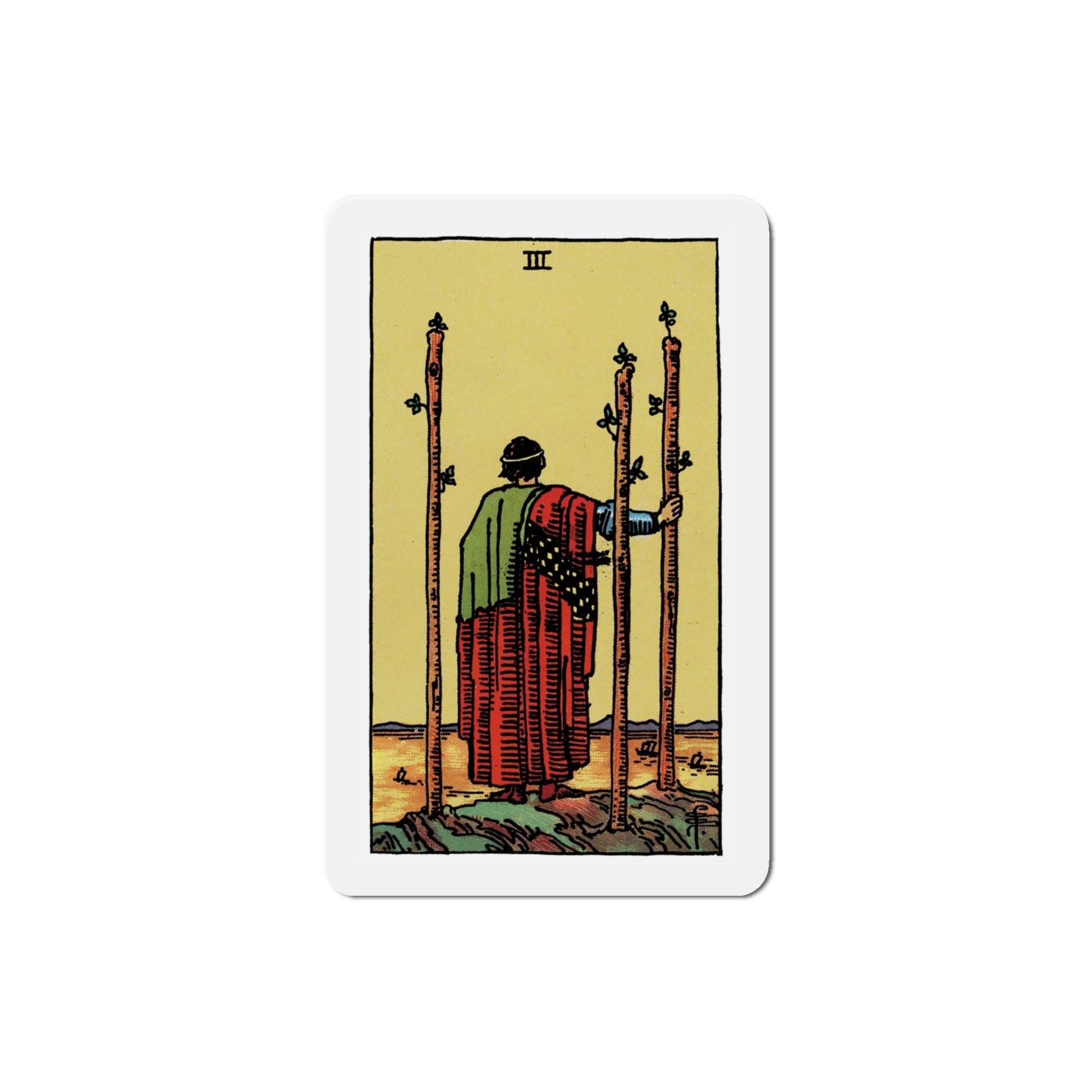 The 3 of Wands (Tarot Card) Die-Cut Magnet-4 Inch-The Sticker Space