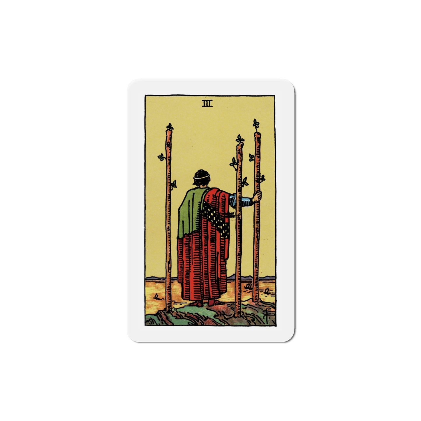 The 3 of Wands (Tarot Card) Die-Cut Magnet-6 Inch-The Sticker Space