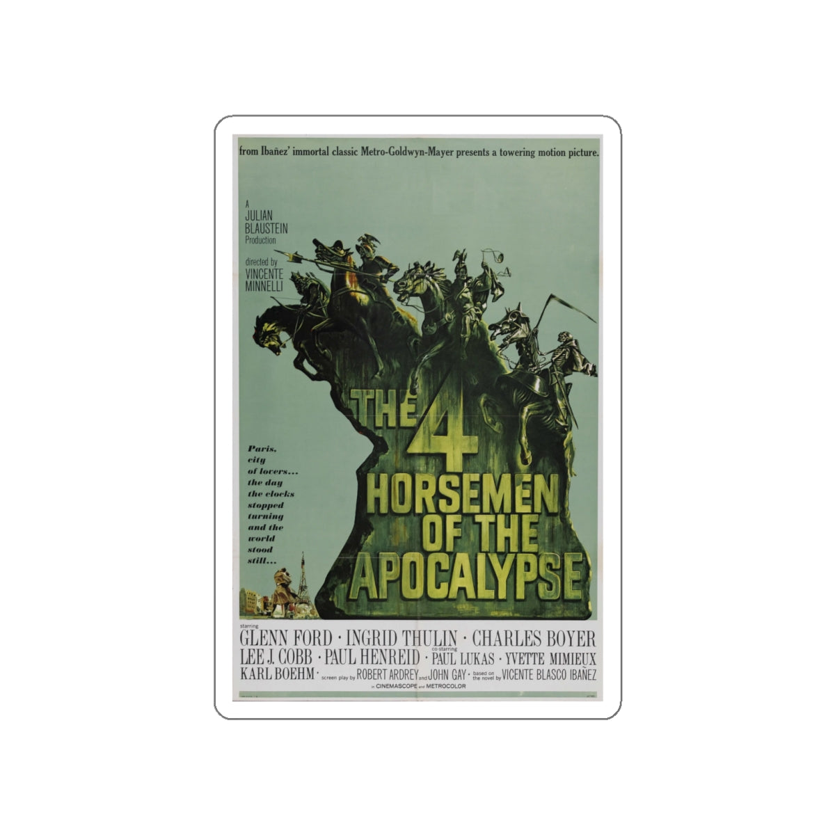 THE 4 HORSEMEN OF THE APOCALYPSE 1962 Movie Poster STICKER Vinyl Die-Cut Decal-White-The Sticker Space