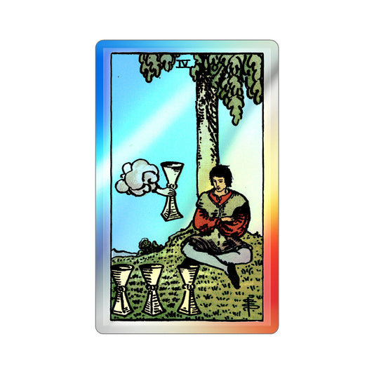 The 4 of Cups (Tarot Card) Holographic STICKER Die-Cut Vinyl Decal-6 Inch-The Sticker Space