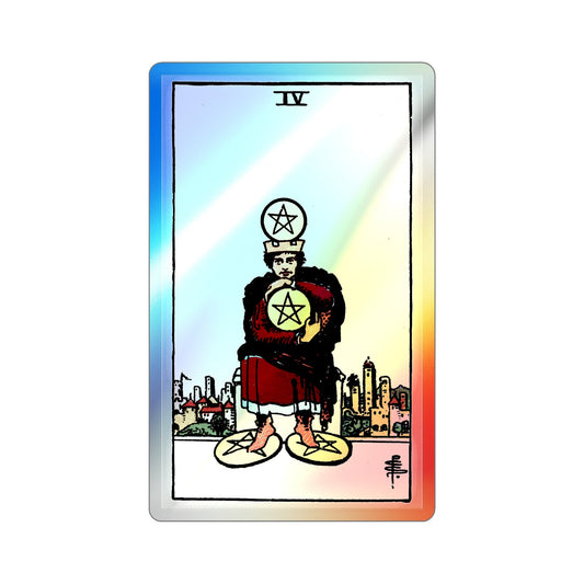 The 4 of Pentacles (Tarot Card) Holographic STICKER Die-Cut Vinyl Decal-6 Inch-The Sticker Space