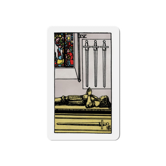 The 4 of Swords (Tarot Card) Die-Cut Magnet-2 Inch-The Sticker Space