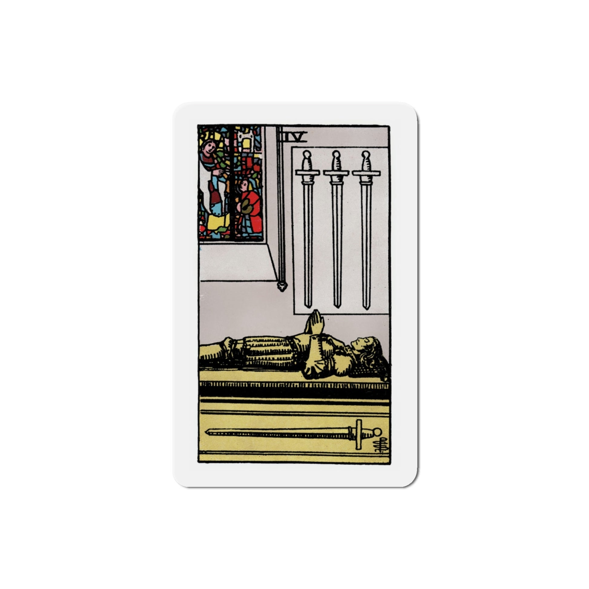 The 4 of Swords (Tarot Card) Die-Cut Magnet-3 Inch-The Sticker Space