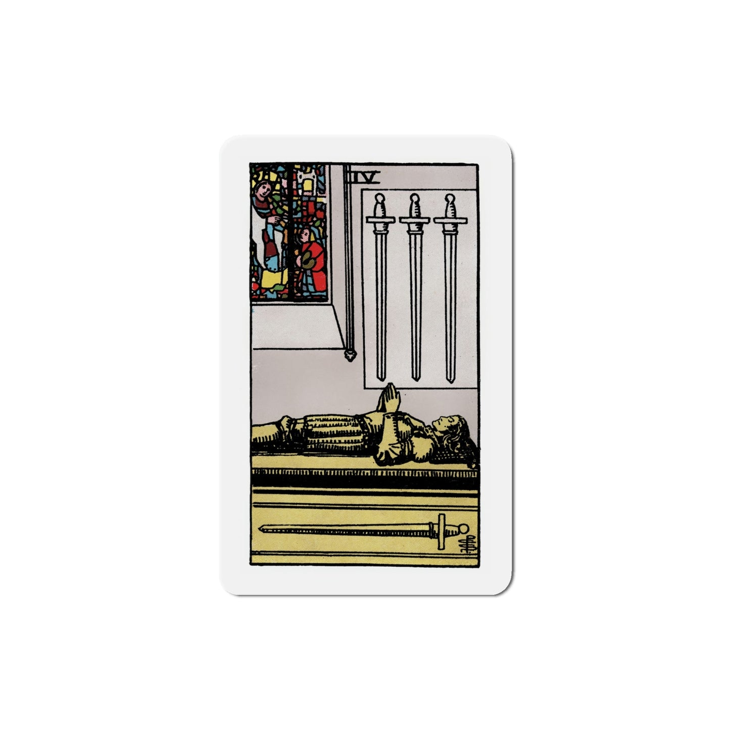 The 4 of Swords (Tarot Card) Die-Cut Magnet-5 Inch-The Sticker Space