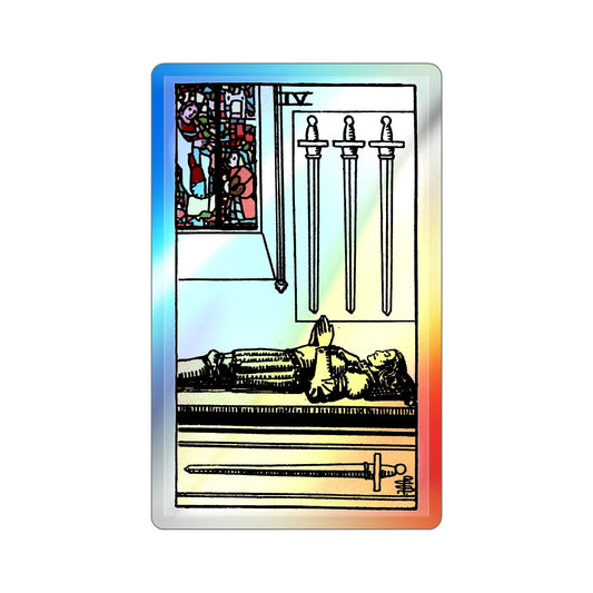 The 4 of Swords (Tarot Card) Holographic STICKER Die-Cut Vinyl Decal-6 Inch-The Sticker Space