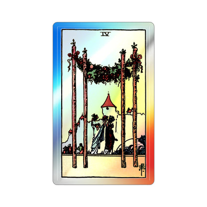 The 4 of Wands (Tarot Card) Holographic STICKER Die-Cut Vinyl Decal-2 Inch-The Sticker Space