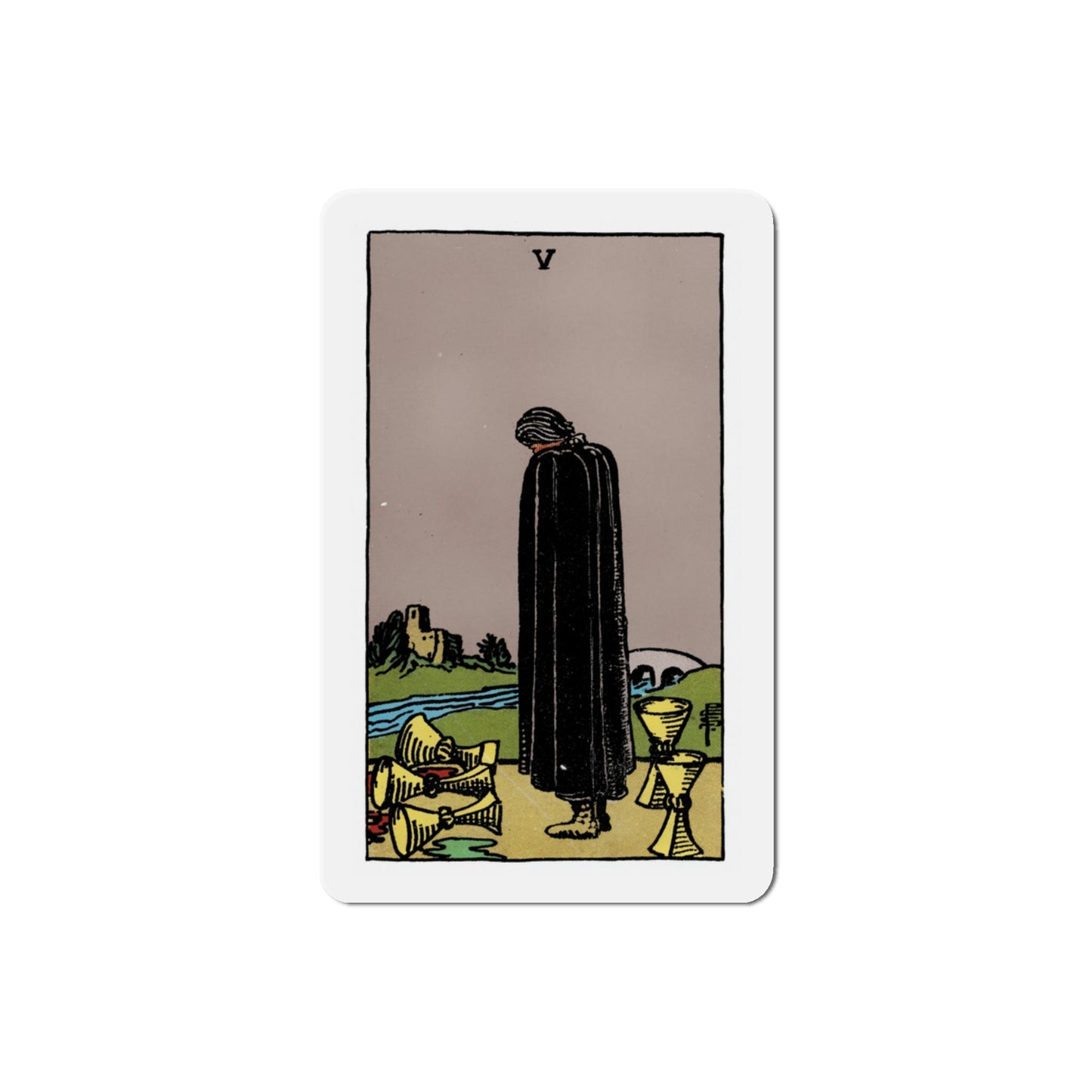 The 5 of Cups (Tarot Card) Die-Cut Magnet-3 Inch-The Sticker Space